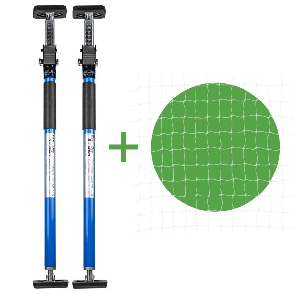 Katzenschutznetz Transparent 3 x 2 m + 2 Teleskopstützen Blau 65-115 cm